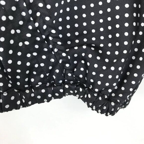Urban Outfitters Polka Dot Faux Wrap Blouse Women's Medium Cropped Surplice - Picture 2 of 11
